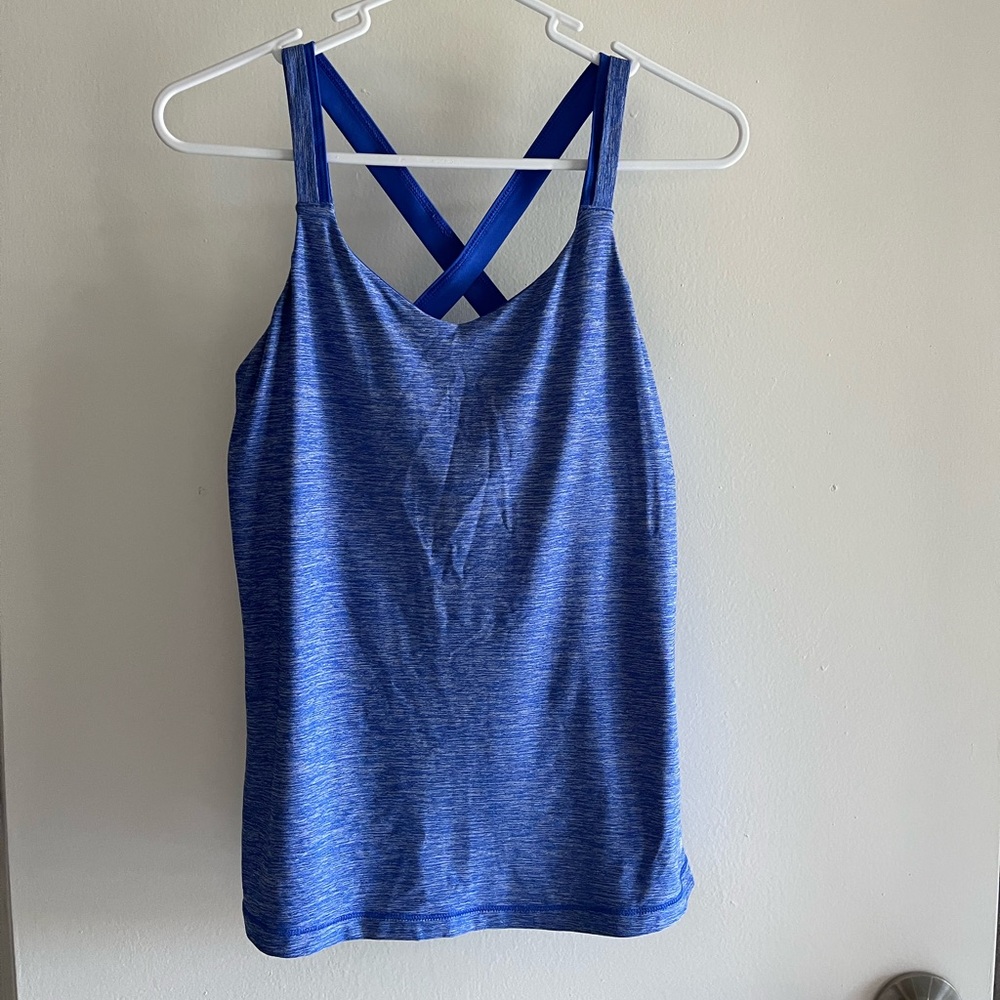 Blue Cross Back Women’s Workout Shirt - Small
